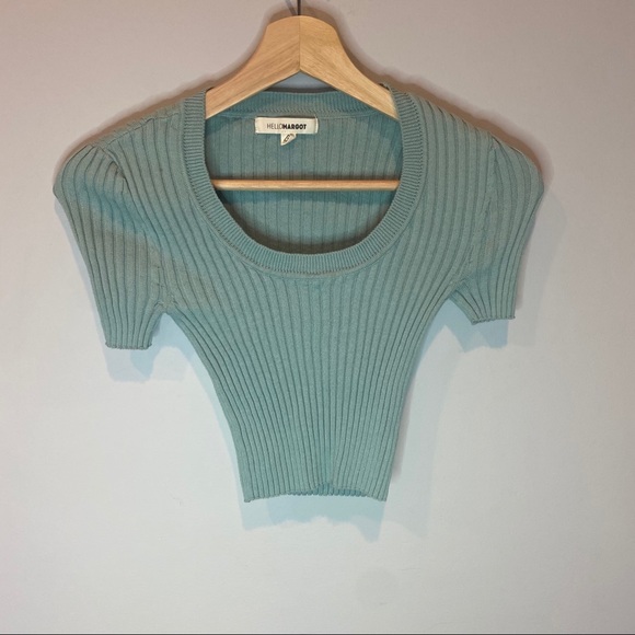 UO Hello Margot Cropped Ribbed tee - Picture 2 of 6